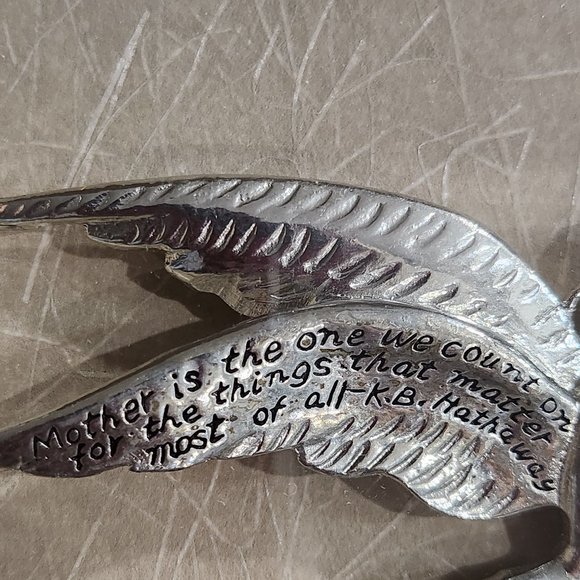 Gorgeous Framed Pewter Angel Mother Holding Angel Baby Ornament in Pewter Color - Picture 9 of 11